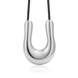 Aonklot Boho Chunky Necklaces for Women Cord Necklaces with Gold Pendant Statement Hollowed Heart Necklace Boho Jewelry