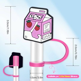 8Pcs Girls Straw Toppers for Tumbles, 10mm Straw Cover Caps Compatible with 30&40 Oz Tumbler with Handle, Drinking Straw Covers Cap for Tumbles Cups Accessories (Preppy)