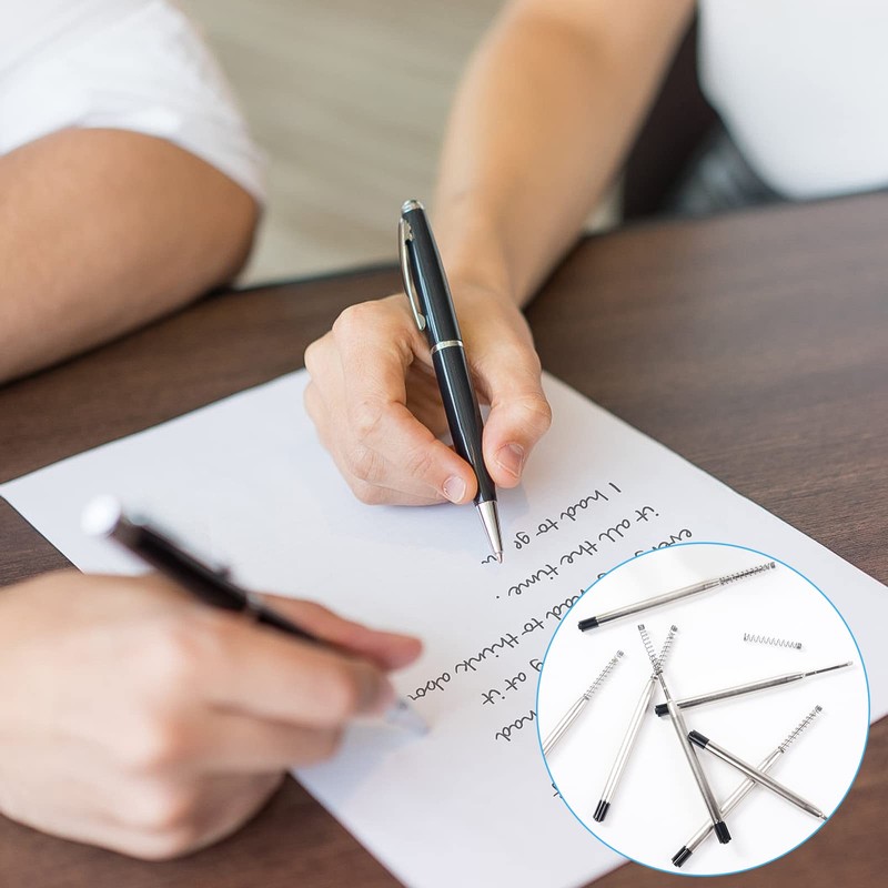 OSDUE 24 Set Replaceable Metal Ballpoint Pen Refills with Spring,