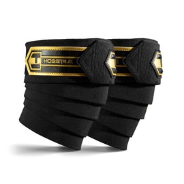 HOSSTILE Heavy Duty Knee Wraps (Pair) – Durable Cotton-Polyester Blend, Hook and Loop Fastener, Reinforced Stitching for Stability & Compression for Bodybuilding & Powerlifting