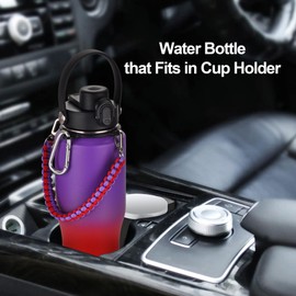 40 oz Insulated Water Bottle with Paracord Handles &Strap, Double Wall Metal Stainless Steel Tumbler Travel Flask with Straw Lid and Spout Lid, Fits in Any Car Cup Holders Keep Cold Hot 24 Hrs