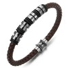 COOLSTEELANDBEYOND Mens Women Brown Braided Leather Bracelet, Bangle with Stainless