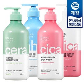 Aekyung [애경] 더마앤모어 두피 샴푸/린스 600ml x2개 [시카너리싱 샴푸] [Akyeong] Derma & More Scalp Shampoo/Conditioner 600ml x2 [Cica Nourishing Shampoo]