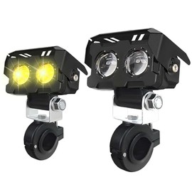 AUTOFAST Luces Exploradoras para Moto, 65W 8000LM Faros Auxiliares para Moto con Lente, 6500K Luz Blanca Fría y 3000K Amarilla Antiniebla con Modo Flash Amarillo-Blanco, 2 Piezas