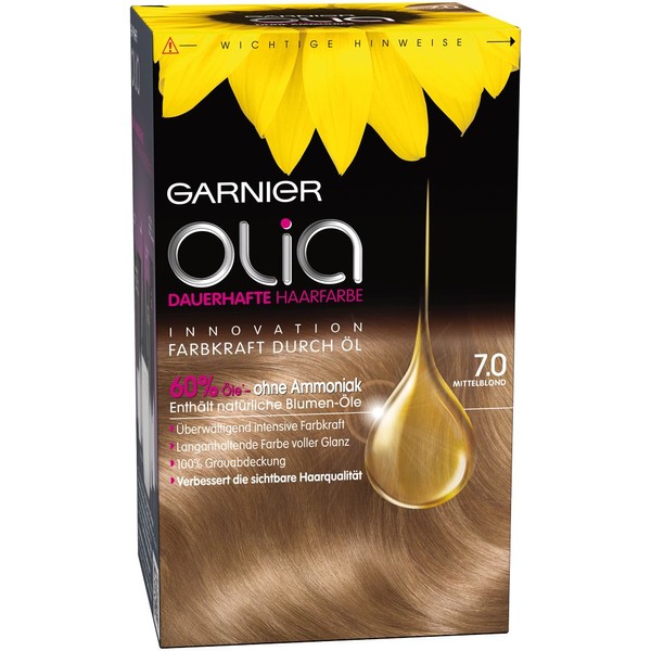Garnier Olia 7.0 Cool Medium Blonde Permanent Hair Colour without