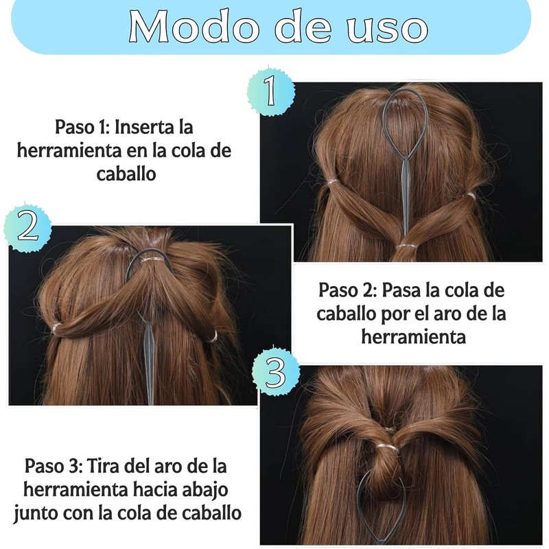 Bandas Elásticas para el Cabello Duraderas,Mini Bandas de Goma Negro&Blanco