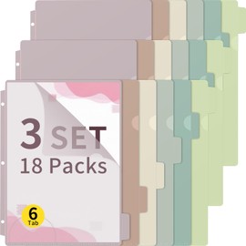 18 Pcs Binder Dividers for 3 Rings Binders Index Dividers with Pocket Plastics Sheets Protectors with Tab Labels for School Office Organization(Morandi Color)