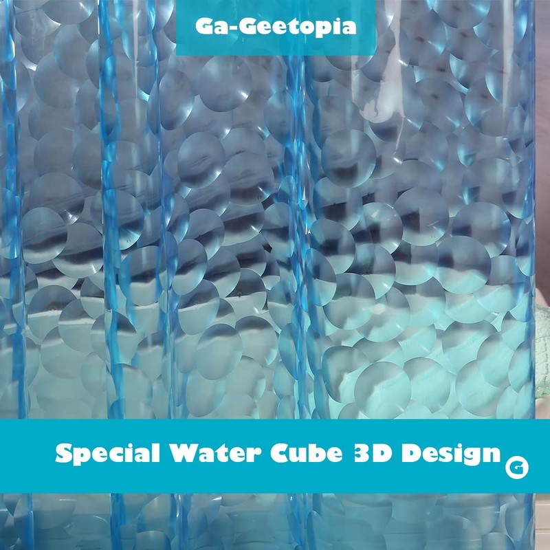 Ga-Geetopia EVA 3D Blue Pearl Water Cube Plastic Shower Curtain