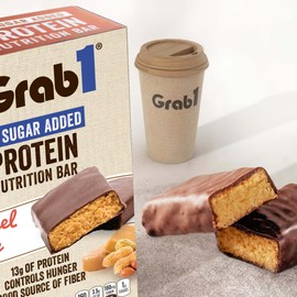 Grab1 Sugar Free Protein Bars, Caramel Deluxe (3 Pack- 12 Bars) | Delicious and Nutritious | Low Calorie | Only 1g Sugar