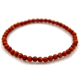 Taddart Minerals Goldfluss Ball Bracelet 4 mm - Trend Jewellery Women Men - Elegant Gemstone Bracelet Handmade - Stylish Accessory Natural Stone Look Minimalist Modern Fashion, 18 centimetres, Rubber