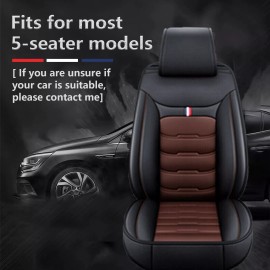 Black & Brown Full Set Leather 5-Seats Front Rear Protector For SUV Truck Sedan