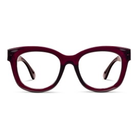 Peepers by PeeperSpecs Women's Center Stage Focus Soft Square Reading Glasses, Dark Cherry, +3.00 + 3