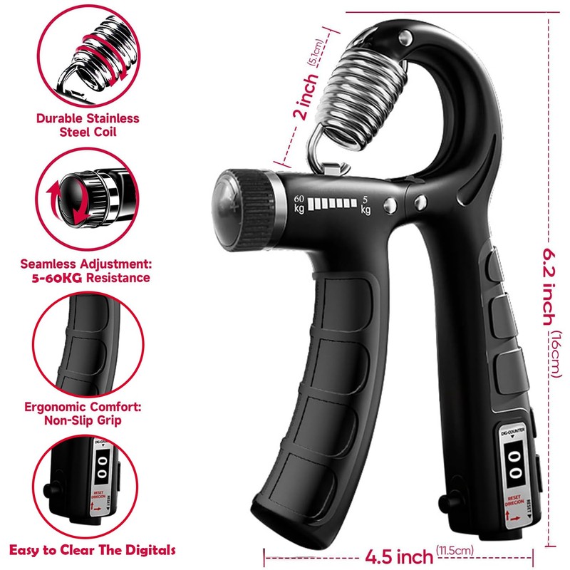 Grip Strength Trainer (7 Pack) with Counting Hand Grip Strengthener,