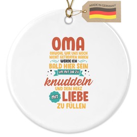 Du Wirst Grandma Pregnancy Christmas Decoration Tree Pendant Ceramic Round Advent