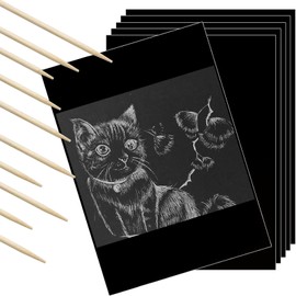 60Pcs Black Scratch Art Paper Set with Wooden Stylus, 29 * 21cm/11.4 * 8.2inches Scratch Paper, Scratch Paper Art Set for Kids and Adults, Scratchboard Black & White for DIY and Decoration