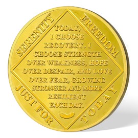 deDecoml Inspirational Phoenix Challenge Coin with Recovery Affirmation (1 Year)