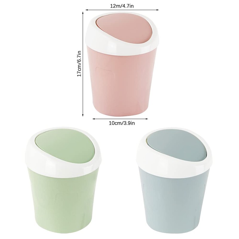 QLFJ-FurDec 2PCS Plastic Mini Wastebasket Bathroom Bins with Swing Lid