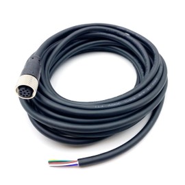 FOWIUNYE M12 8Pin Female Connector Cable, A Code Straight Aviation Plug Electrical Cable PVC Industrial Molded Cable for Industrial Automation Control Fieldbus Module 30V 2A AWG24（5Meter）
