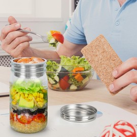 QurHapzy 304 SS Salad Divider Cups Separate Vegetable and Dressing for 3.38 Inch Wide Mouth Mason Jar Salad Bowl, NO JAR (2 Pack)