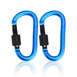 2P Carabiner Clip Locking Carabiner, 7.8cm/3inch Lake Blue Aluminum Alloy D-Ring Carabiners Key Locking Key Chain Clip Hook for Camping, Hiking, Traveling, Fishing, Backpack Keychains Keyring Outdoor