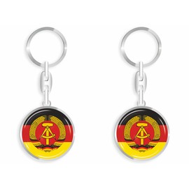 daged DDR East Germany Key Fob Metal Key Ring 3D Effect + Sticker - RD, multicoloured
