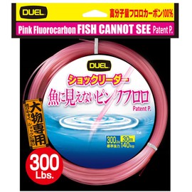 DUEL Pink Fluoro Invisible Shock Leader, 98.4 ft (30 m), 300 Lbs
