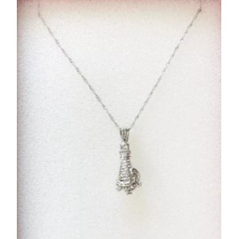 Love Pearl Lighthouse Cage Pendant Necklace Set with Pearl, Stainless Steel Chain 16 inches