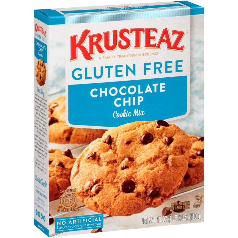 Krusteaz Gluten Free Chocolate Chip Cookie Mix, 18 Ounce, Pack