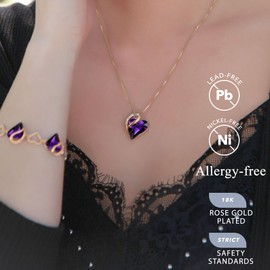 Leafael Collar con colgante de corazón chapado en oro rosa de 18 quilates con piedra curativa, joyería de cristal para mujeres, 45.7 cm + 5.08 cm rosa