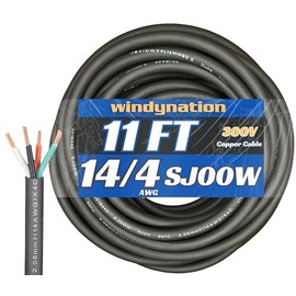 11 Feet 14/4 SJOOW Cable Cord 14 AWG 4 Conductor SO Wire - 14 Gauge 4 Conductor (14/4 Wire) 300V Portable Power Extension Cable for Motor Leads, Portable Lights, Battery Chargers