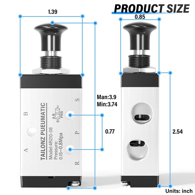 TAILONZ PNEUMATIC 1/4"NPT 5 Way 2 Position Air Hand Lever