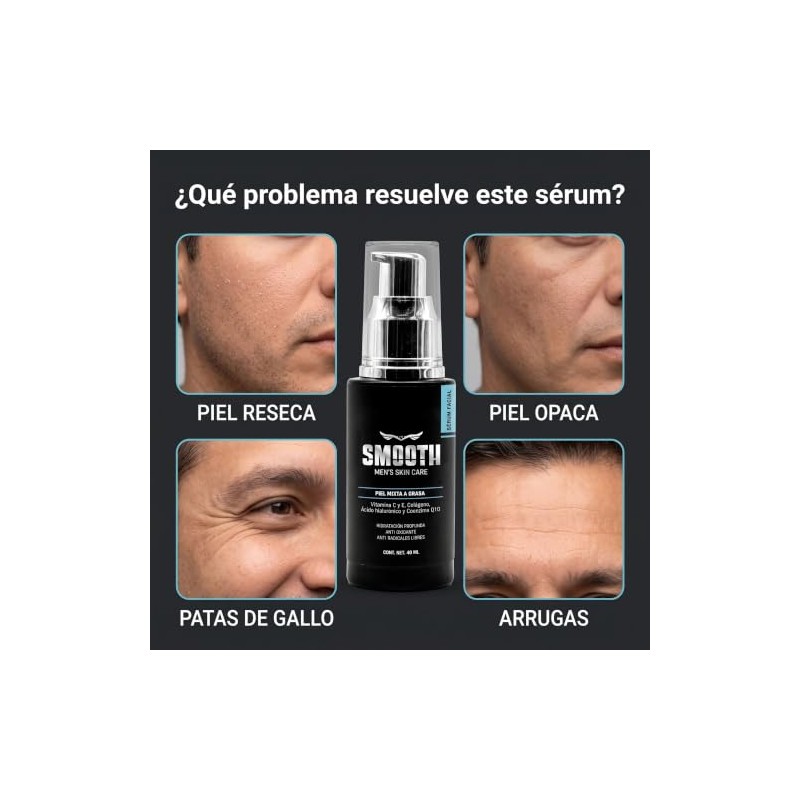 SMOOTH Sérum Anti Arrugas Hombres | Coenzima Q10, Elastina y