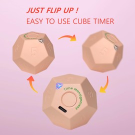 CreaViva Cube Pomodoro Timer, Rechargeable Small Cute, Timer for Kids and Classroom, Kitchen, Cooking, Workout & Study Countdown, Time Management Tool (Rose Pink)