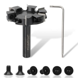 CNC Spoilboard Surfacing Router Bit, 1/2" Shank 2-1/2" Cutting Diameter, Slab Flattening Router Bit Planing Bit ,6-Wings Planing bit for Wood Slab Flattening,6 Additional Screws,Upgrade