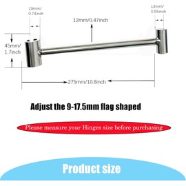JQHUJNY Door Hinge Gap Adjusting Wrench Tool, Upgraded Rolled Steel Door Hinges Adjustment Tool, 14-19mm Gap Adjusting Wrench, Rust-Proof Door Jamb Hinge Jig for Residential, Fire Doors, Light Sliver