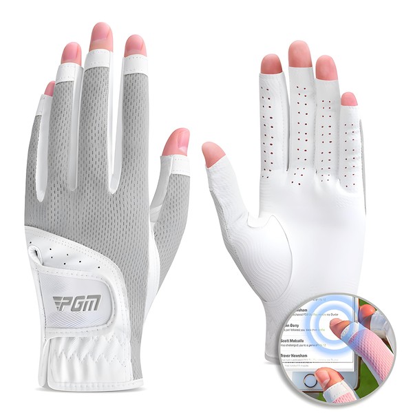 PGM Women's Golf Glove One Pair, Open-Finger Design Breathable Mesh