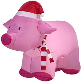 Gemmy Inflatables Holiday G08 36830 Air Blown Outdoor Pig Decor