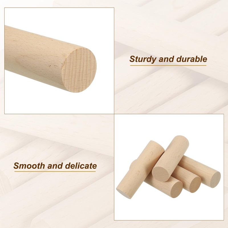 PATIKIL 10 Pcs 30mm x 10cm Dowel Rod Wooden Dowel