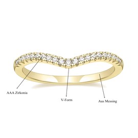 Zakk Eternity Ring Women's Silver Front Ring Narrow V Shape Cubic Zirconia Engagement Rings Wedding Rings Friendship Rings, stone
