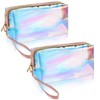 APLZGMG 2Pcs Holographic Bags Iridescent Makeup Bag with Zipper Travel