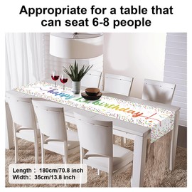 13th Birthday Table Runner, Colourful Decoration for 13th Birthday, Boy, Girl, Happy Birthday Tablecloth, Table for Children, Birthday Decoration, 13th Party Decoration, 180 x 35 cm