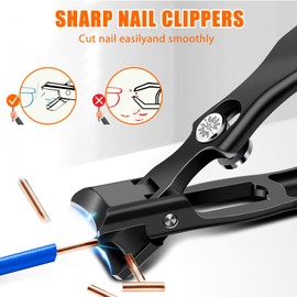 Nail Clippers for Men Thick Nails,Sturdy Sharp Heavy Duty Toe Nail Clippers for Seniors with Safety Lock Wide Jaw Opening Toenail Clippers No Splash Fingernail Clippers with Catcher for Women Adult