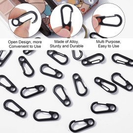 Nogeqi 20 Pcs Small Mini Carabiner Clip, 1.2 Inch Tiny Spring Snap Hook Keychains, Black Mini Carabiner for Outdoor Hiking Fishing Camping Backpack Accessories