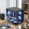 MOROVOL MATX PC Case,270° Panoramic Tempered Glass Panel Gaming PC