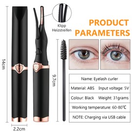 Heated Eyelash Curler, Electric Eyelash Curler, Heated Eyelash Curler, USB Eyelash Curler with Eyelash Brush with 3 Temperature Modes for Real and False Eyelashes, Good Curling Effect