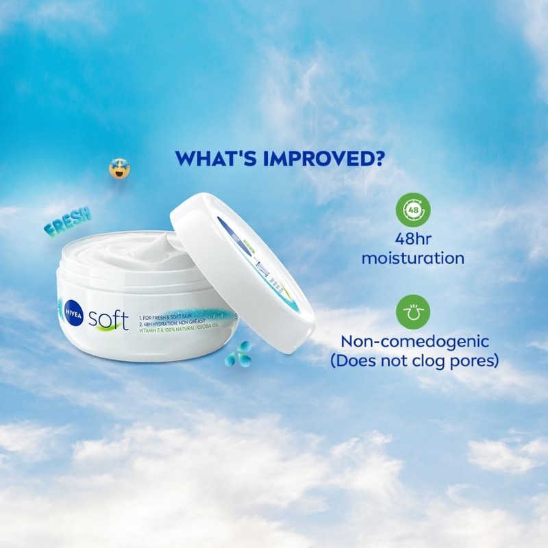 NIVEA Soft Light Moisturizer Cream, with Vitamin E & Jojoba