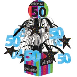 Creative Converting Party Decoration Metallic Foil Cascading Centerpiece, Milestone Celebrations 50th