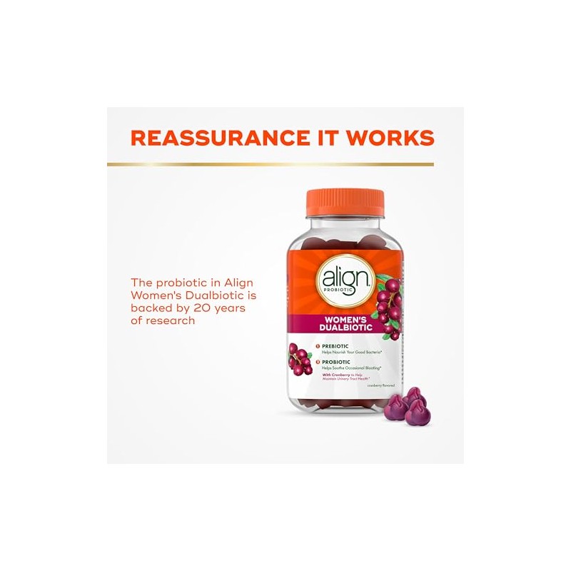 Align Women's Prebiotic + Probiotic Supplement Gummies, with Cranberry for