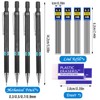 Tikplus 4Pcs Mechanical Pencil, 0.3, 0.5, 0.7, 0.9mm Retractable Pencil