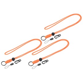 YOKIVE 3 Pcs Paracord Lanyards, Necklace Keychain Cord Metal Clasp Hooks Ring Straps | Great for Home Keys, ID Cards, Badge Holders (Orange, 20-Inch)